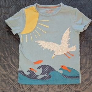 Mini Boden sea seagull wave sun shirt 6-7